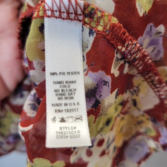 Soprano Floral Sheer Top with 3/4 Sleeves and Peplum, S - Picture 7 of 10